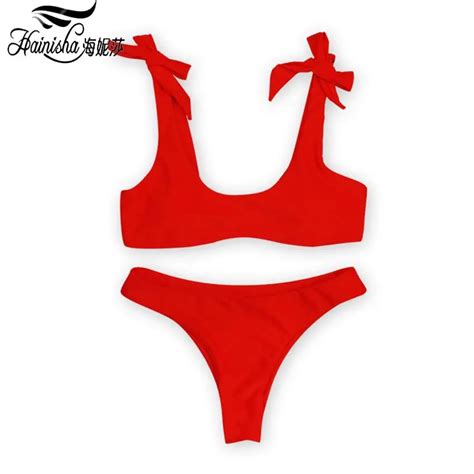 hainisha 2018 new sexy bandeau bikini women swimsuit push up thong bottom biquini beachwear