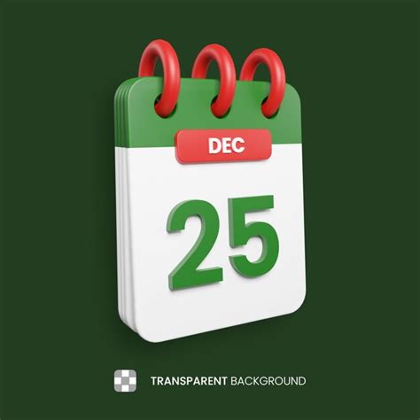 Premium Psd 25th December Christmas Day Calendar 3d Icon