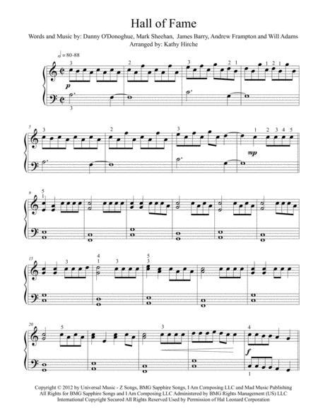 Hall Of Fame Piano Solo Sheet Music To Download And Print