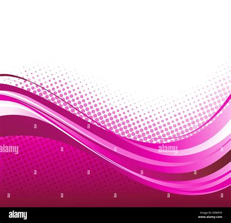 Vector Abstract Pink Color Curved Lines Background With Halftone Retro