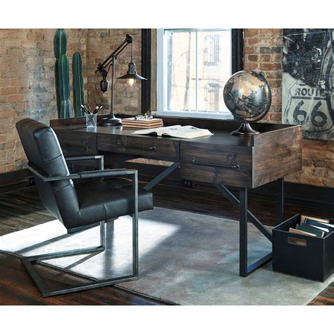 Starmore Modern Rusticindustrial Home Office Desk With Steel Base