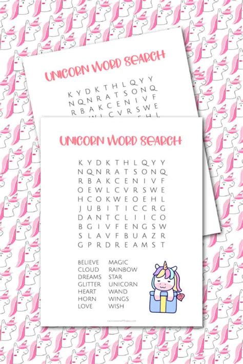 Unicorn Word Search Made With Happy