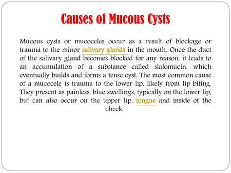 Ppt Mucous Cysts Mucoceles Symptoms Causes Treatment And