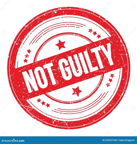 Not Guilty Text On Red Round Grungy Stamp Stock Illustration