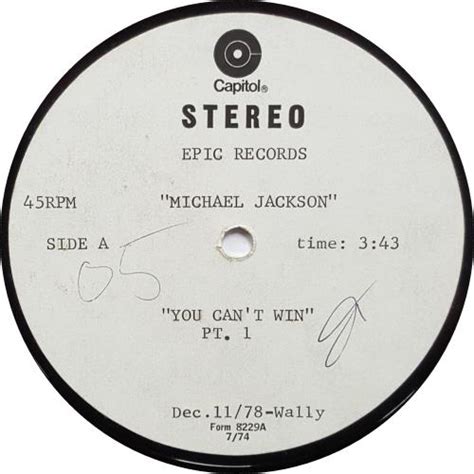 Michael Jackson You Cant Win Part 1 And 2 10 Us Acetate 646308