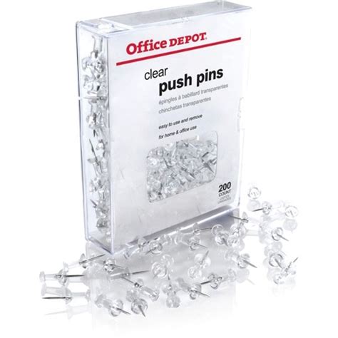 Office Depot Brand Pushpins Round 12 Clear Pack Of 200 Tacks