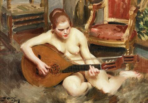 Nude Woman With Guitar Painting By Anders Zorn Pixels