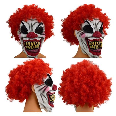 Funny Clown Latex Mask Halloween Horror Demon Cosplay Costume Props Scary Evil Jester Masks