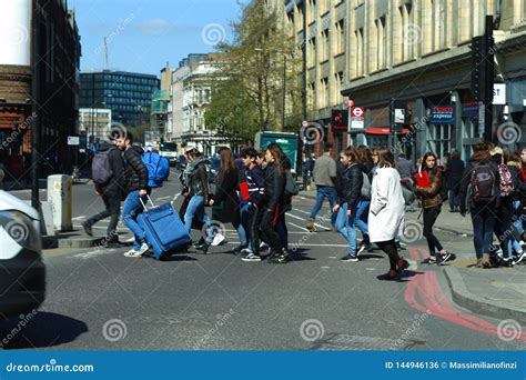 People Crossing The Crosswalk In Commercial Street Shoreditch East