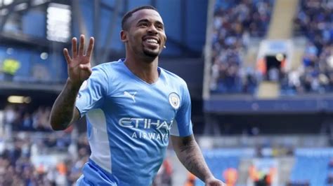 Premier League 2021 22 Gabriel Jesus Scores Four As Manchester City