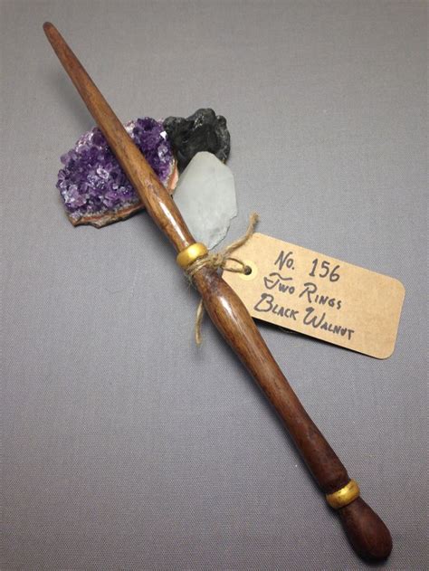 Wood Magic Wand No 156 Two Rings Walnut Wizard Scepter Witch Etsy