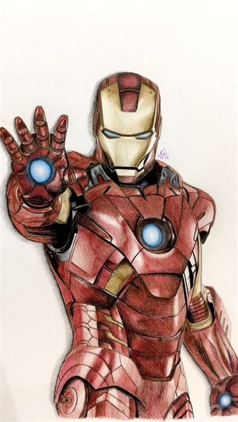 Iron Man Pencil Coloured Watercolour Pencils 2017 Marvel Art