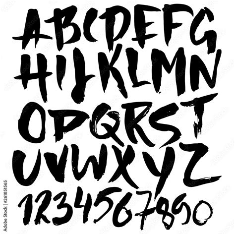 Vetor De Hand Drawn Font Made By Dry Brush Strokes Grunge Style