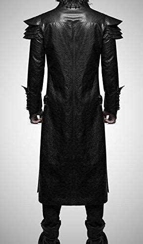 Mens Black Gothic Steampunk Dieselpunk Faux Leather Long Trench Coat