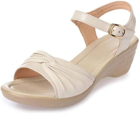 Womens Sandals Summer Dress Shoes Comfortable Low Heeled Shoes Beige