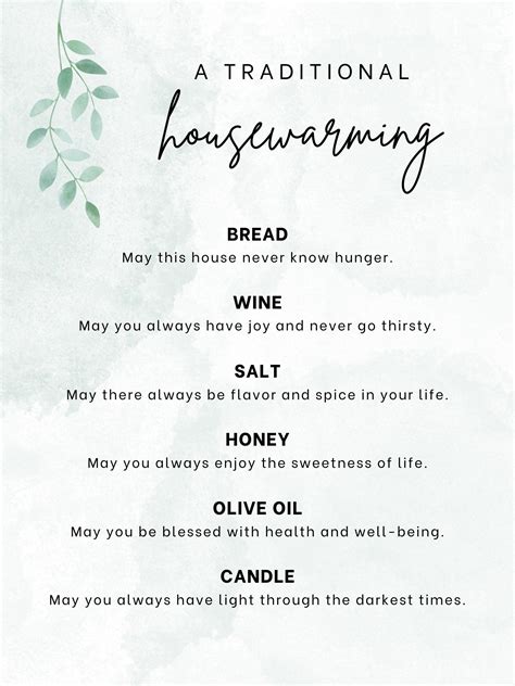 Printable Housewarming T Home Blessing Traditional Diy Bread Wine