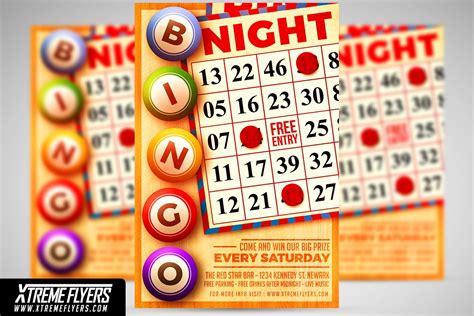 With the first session starting at 6:30 p.m. Bingo Night Flyer Template ~ Flyer Templates ~ Creative Market