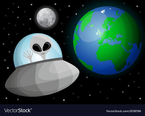 Cartoon Alien In Space Royalty Free Vector Image