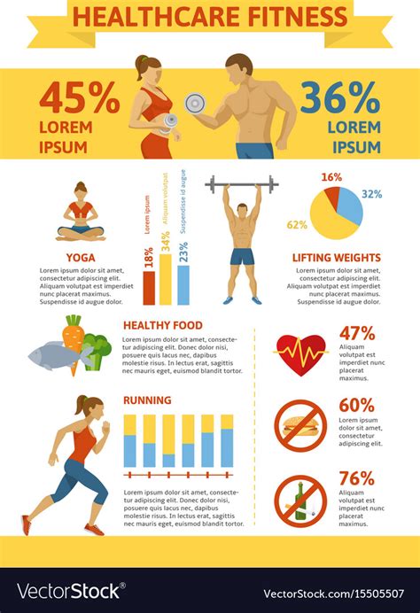 Flat Healthy Lifestyle Infographic Concept Vector Image