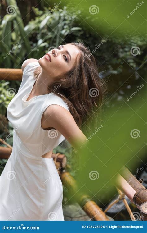 Attractive Sensual Woman In White Dress Posing Stock Image Image Of Elegance Person 126723995