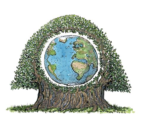 Earth On Tree Of Life Planet Biodiversity Illustration By Frits