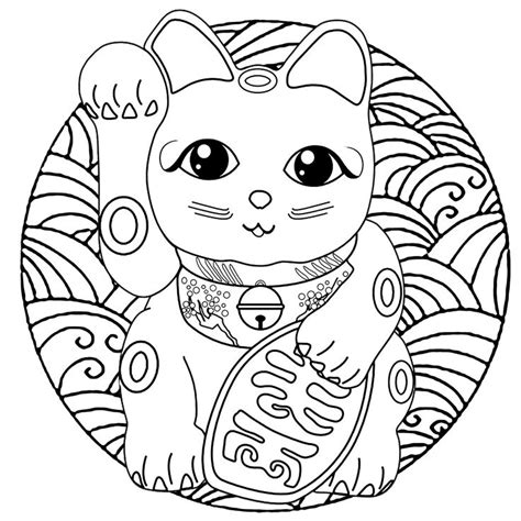 Lucky Cat Coloring Page 332 Svg File For Cricut