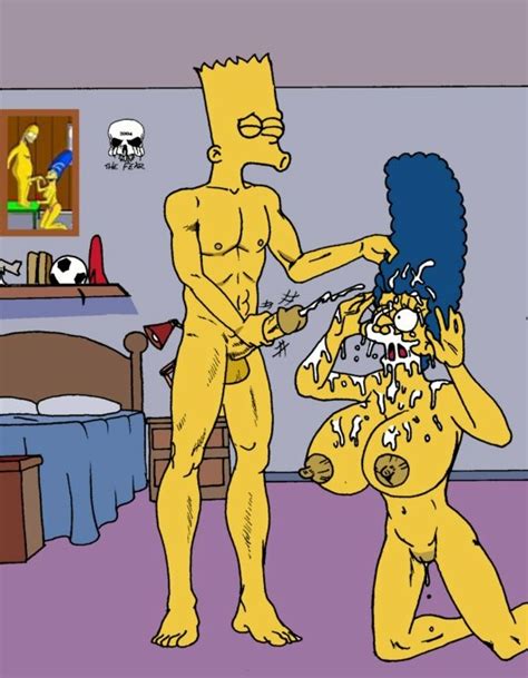 Rule 34 Bart Simpson Breasts Color Cum Female Handjob Human Indoors Male Marge Simpson
