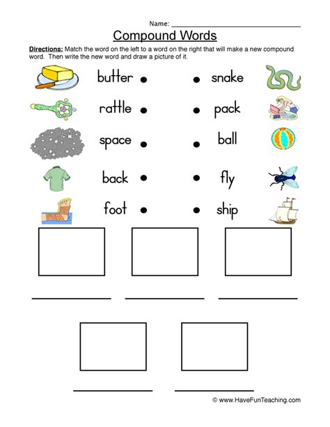 Connect And Draw Compound Words Worksheet Have Fun Teaching
