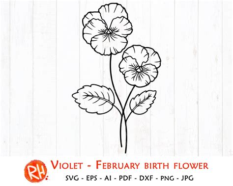 Violet Svg February Birth Flower Svg Pansies Silhouette Etsy