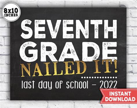 Last Day Of School Sign Last Day Of 7th Grade Sign 2021 2022 Etsy