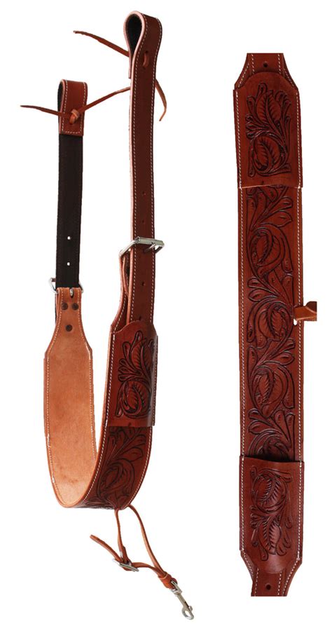 Horse Western Carved Leather Rear Flank Back Cinch Girth Saddle Billet