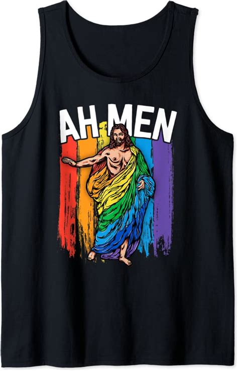 Amazon Com Ah Men Gay Jesus Shirt Funny LGBTQ Shirts Gifts Rainbow Tank Top Clothing Shoes