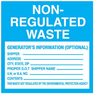 Non Regulated Waste Hazardous Container Labels Seton