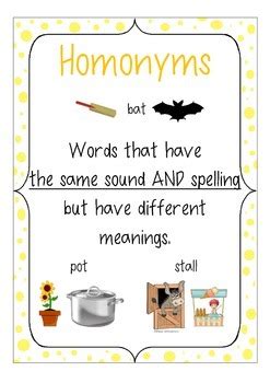 Homonyms Poster by Jeanette Coppolino | Teachers Pay Teachers