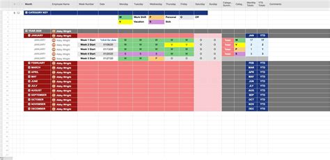 Employee Attendance Tracker 2021 Calendar Template Printable