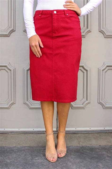 Jda Red Denim Skirt In 2020 Red Denim Skirt Skirts Denim Skirt