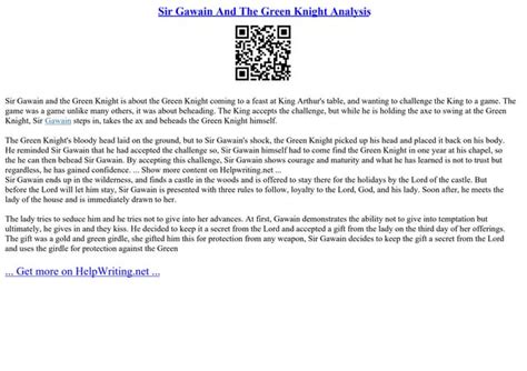 Sir Gawain And The Green Knight Analysis Ppt