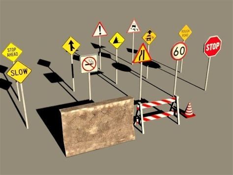 3d Model Traffic Signs Vr Ar Low Poly Cgtrader