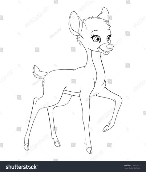 Cute Deer Fawn Cartoon Vector Line Stock Vector 210532075