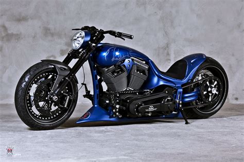 Blue Chopper Force Harley Davidson Motocycle Motors Noise Speed Super