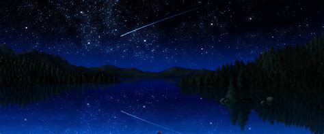 Anime Night Sky Stars Lake Landscape Scenery 4k 141 Wallpaper