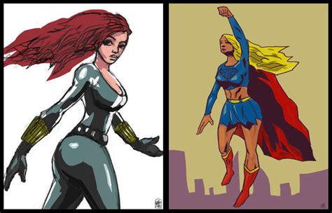 black widow and supergirl fan art sketches by nagarking on deviantart