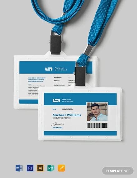10 Horizontal Id Card Templates Illustrator Ms Word Pages