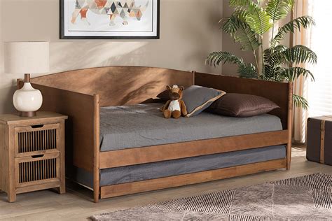 Mg0016 Ash Walnut Full Daybed With Trundle Baxton Studio Veles Mid