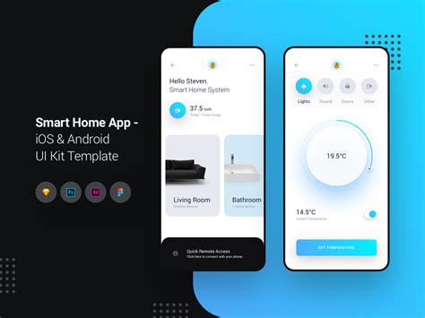 smart home app ios android ui kit template uplabs