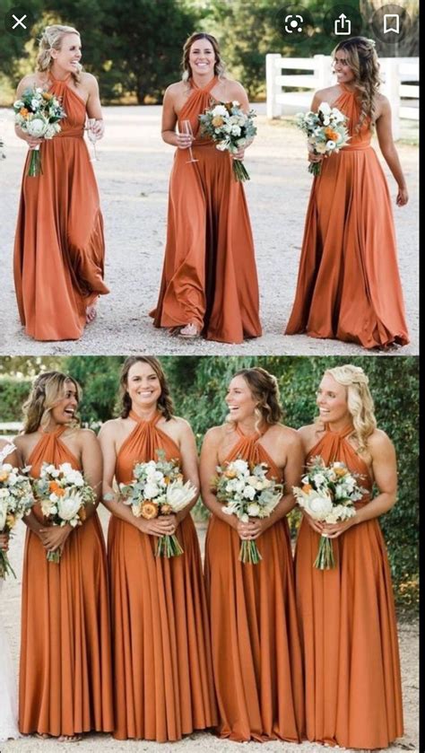 Pretty Fall Bridesmaids Dresses Orange Wedding Themes Burnt Orange