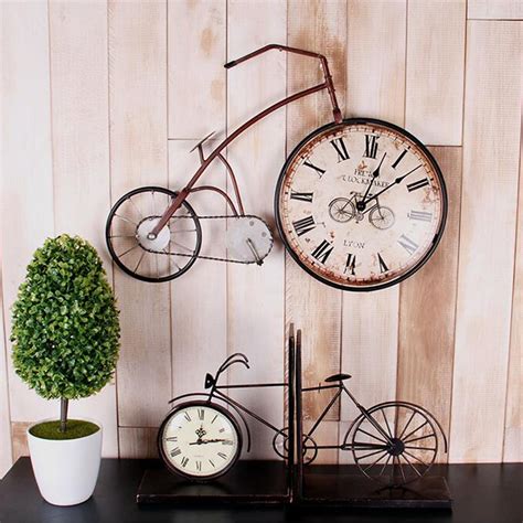 American Bicycle Clock Wall Hangings Accessories Shabby Chic Home