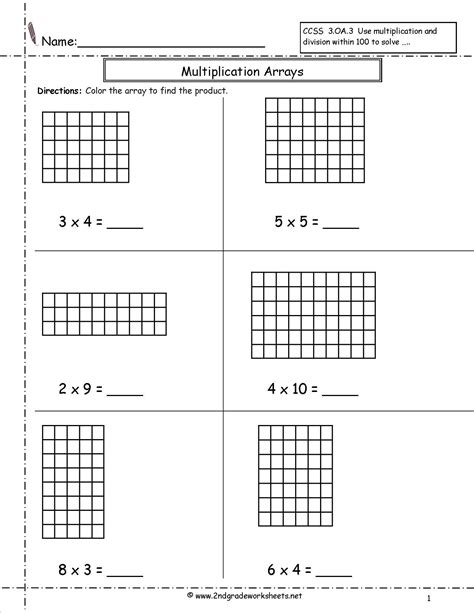 Array Multiplication Worksheet For Fourth Grade