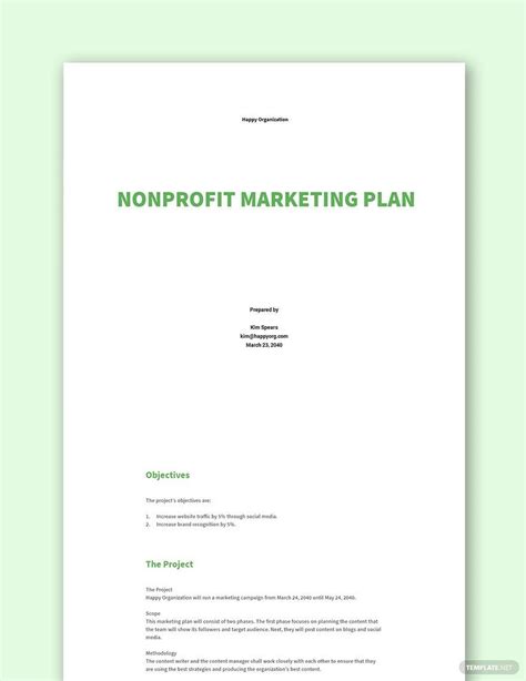 Nonprofit Plan Word Templates Design Free Download