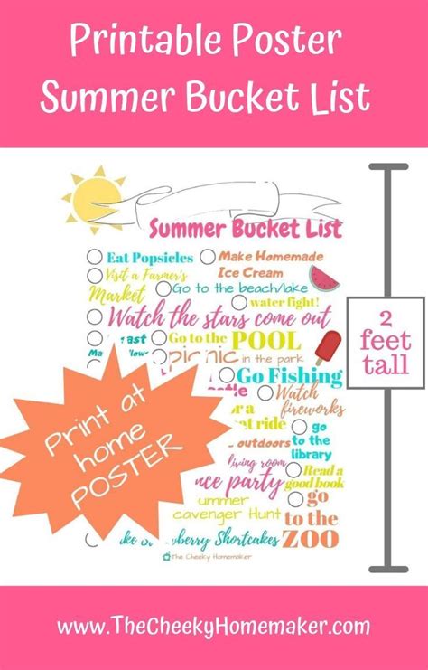 This Poster Sized Summer Bucket List Is Free And Can Be Printed At Home